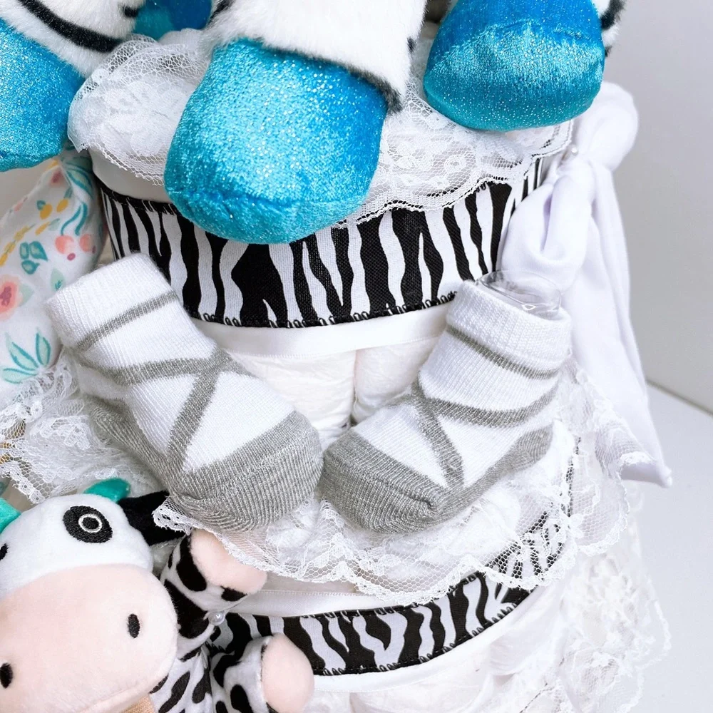 Zebra Baby Girl Diaper Cake